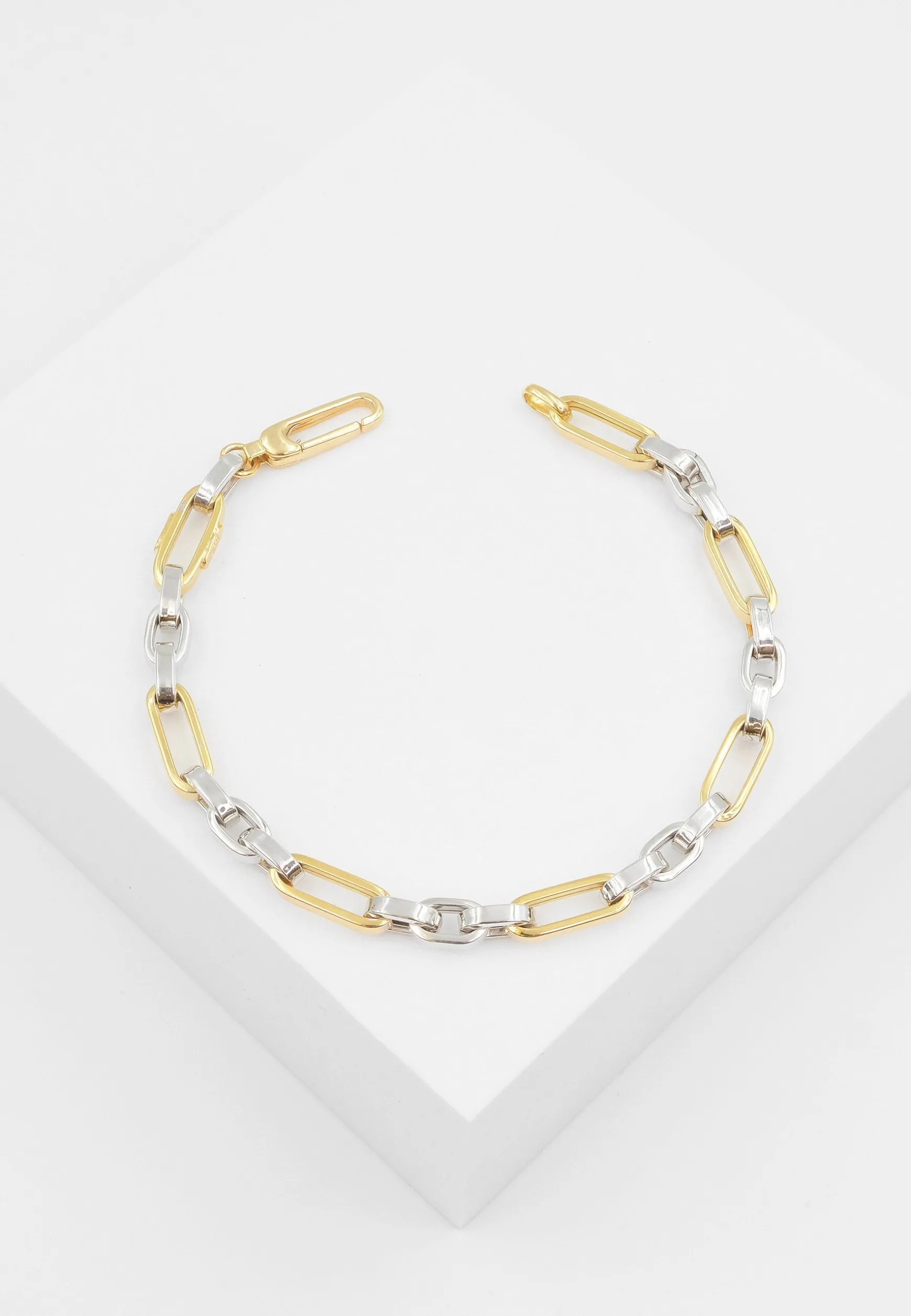 Bracelet Fantasie Bicolor Gelb-/Weissgold 750, 5.1mm, 19cm