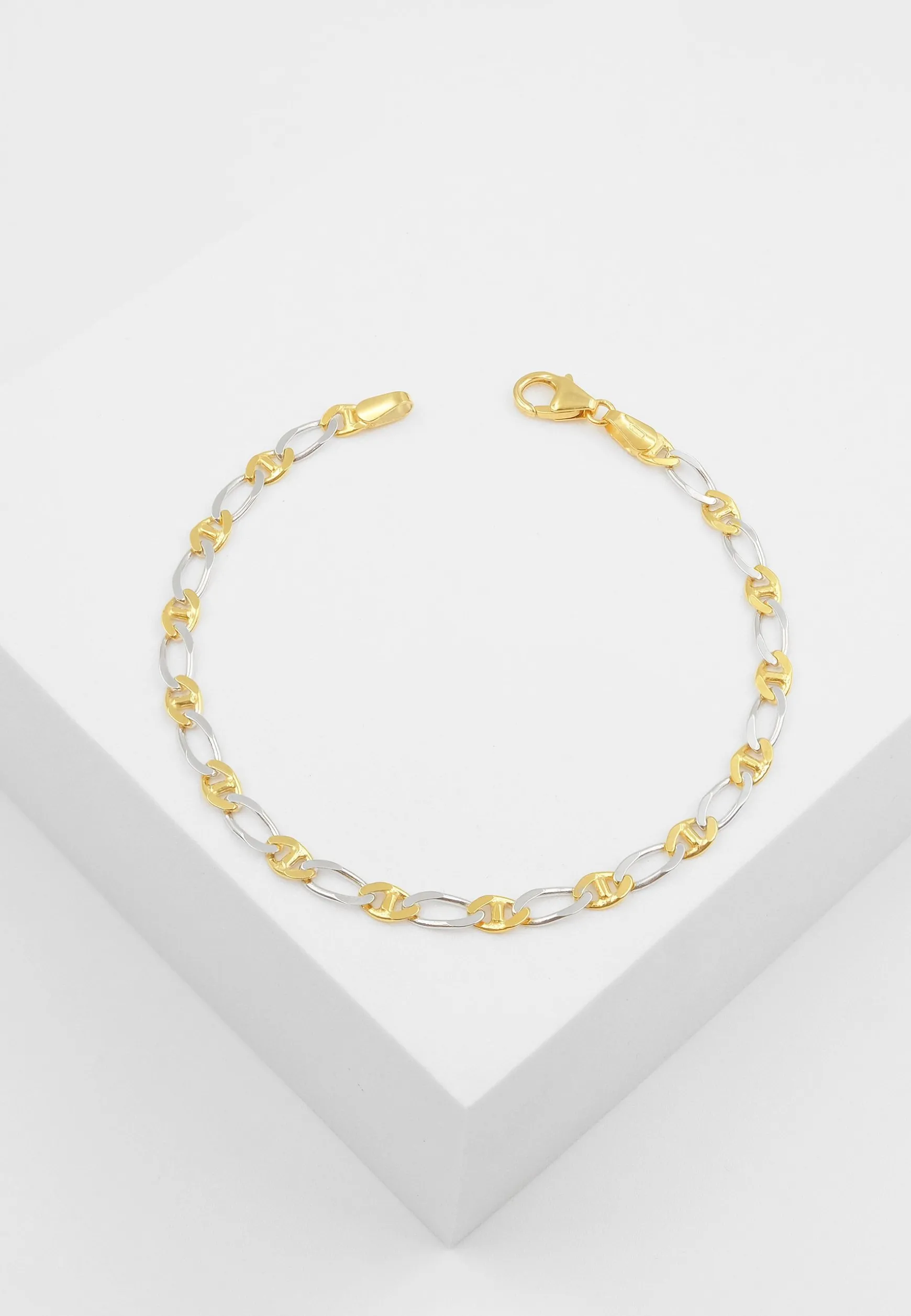 Bracelet Fantasie Bicolor Gelbgold-/Weissgold 750, 3.9mm, 19cm