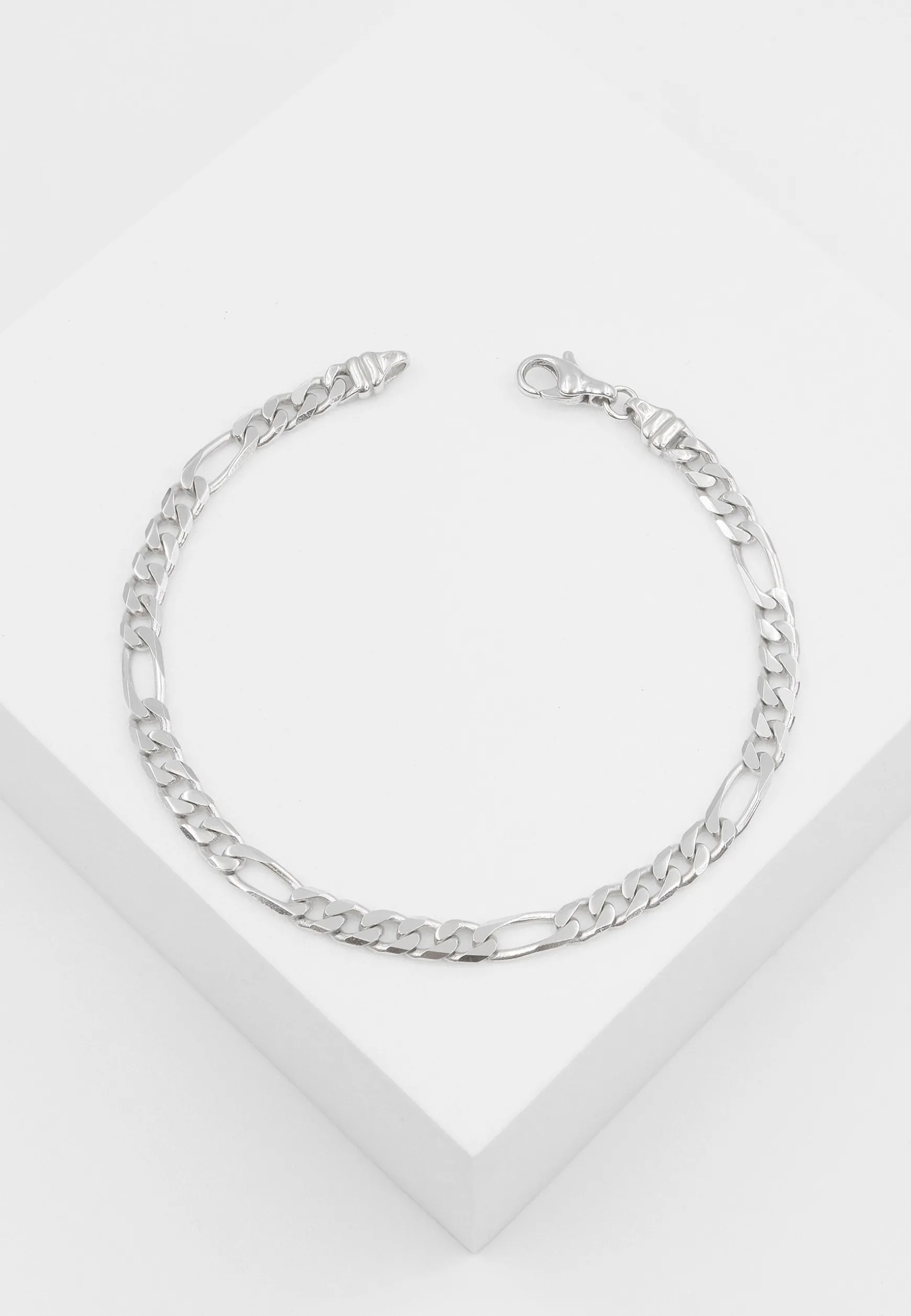 Bracelet Figaro Weissgold 750, 4.3mm, 19cm