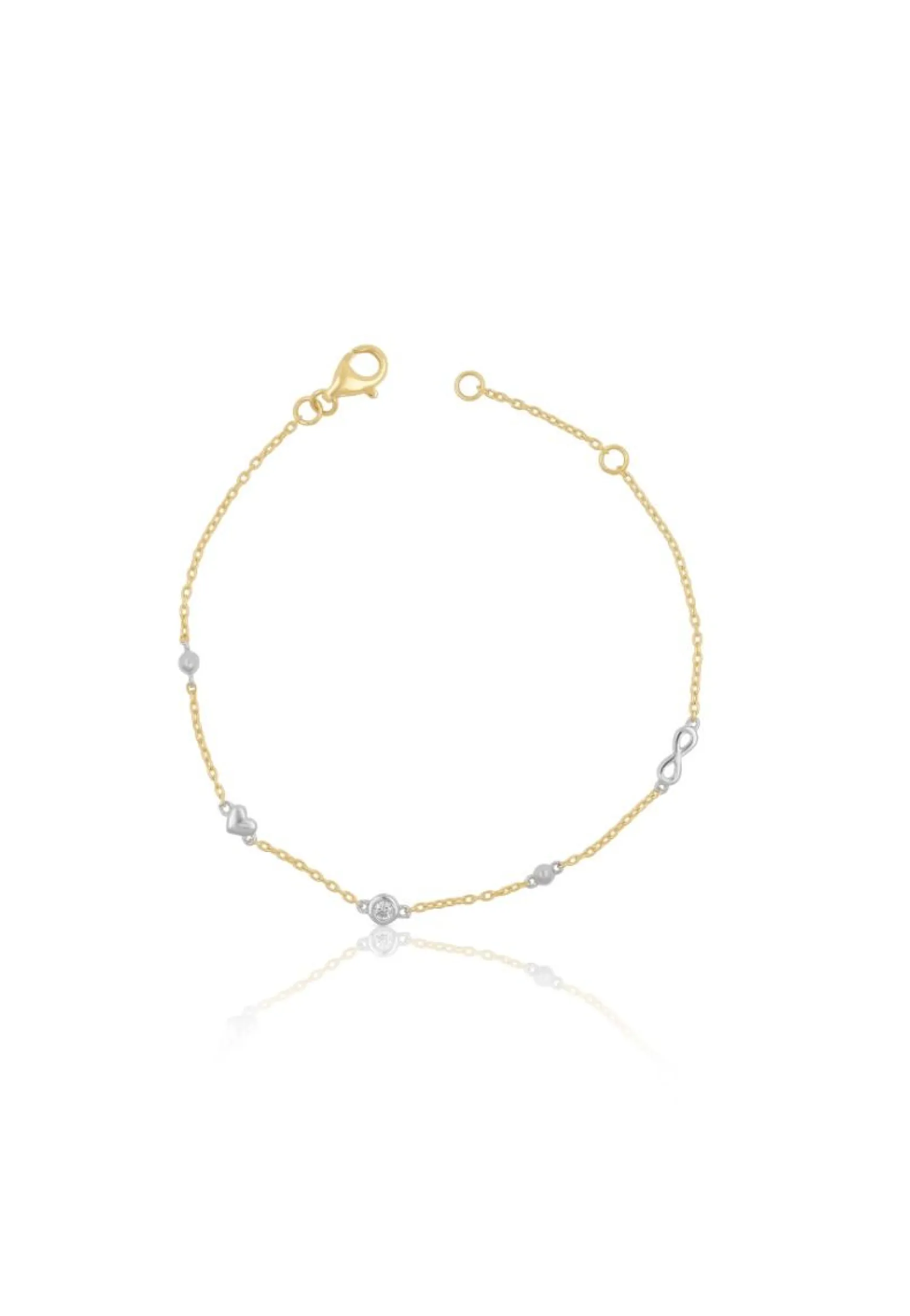 Bracelet 750/18K Bicolor, Diamant 0.06ct. 19cm