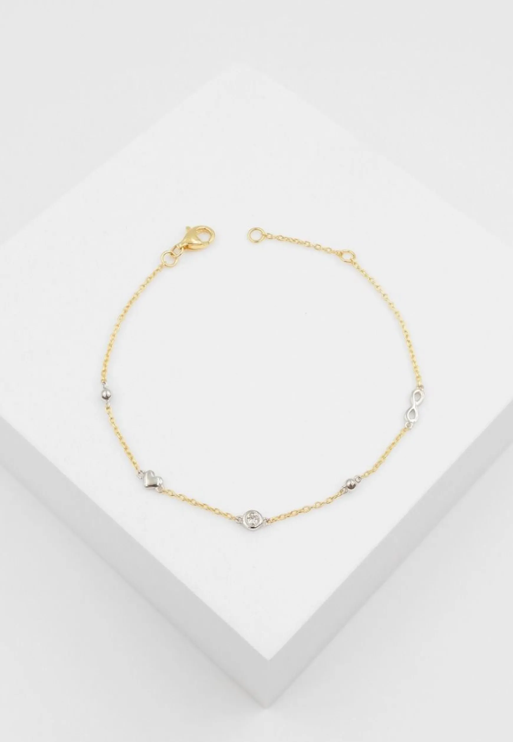 Bracelet 750/18K Bicolor, Diamant 0.06ct. 19cm