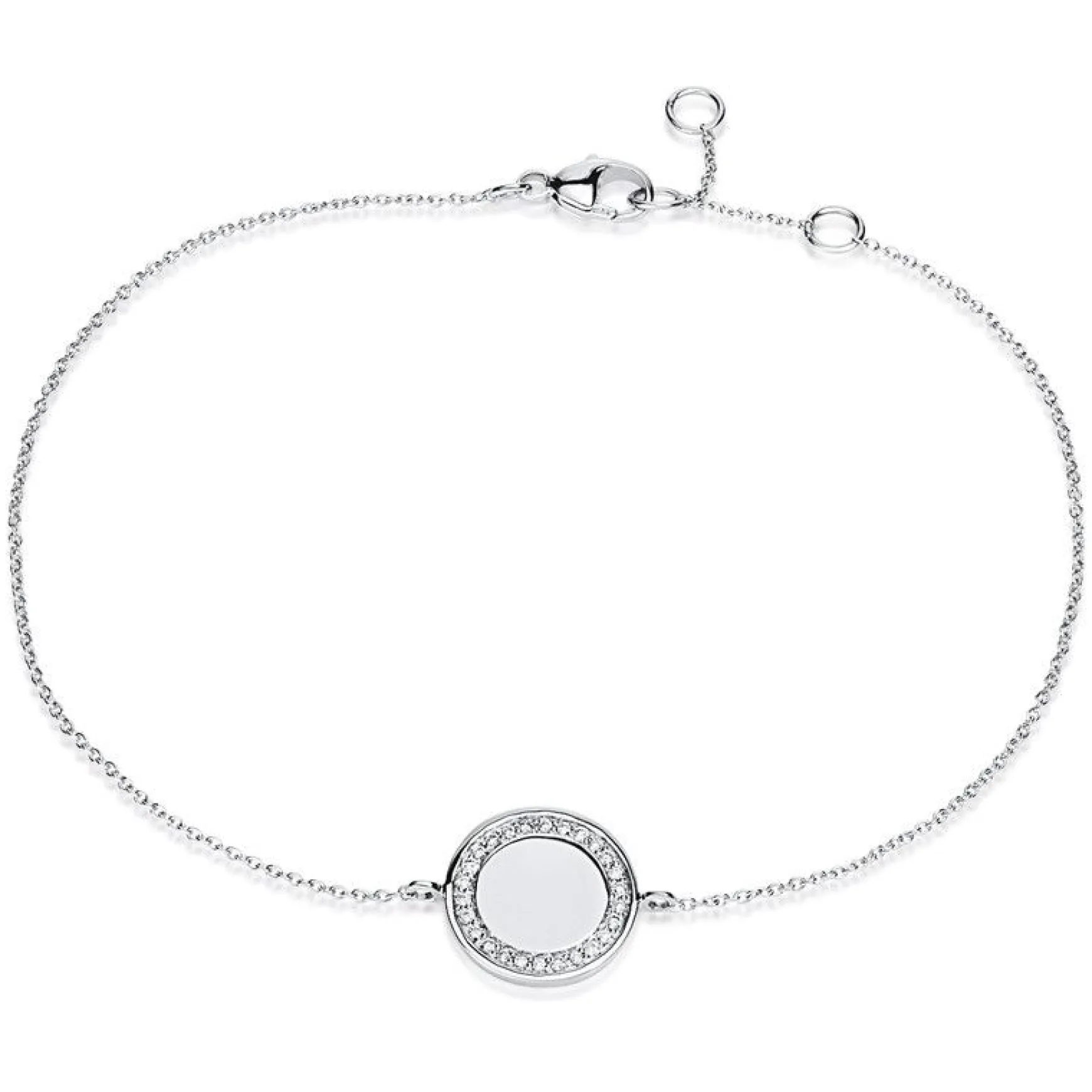 Bracelet 585/14K Weissgold Diamant 0.07ct. 18 cm