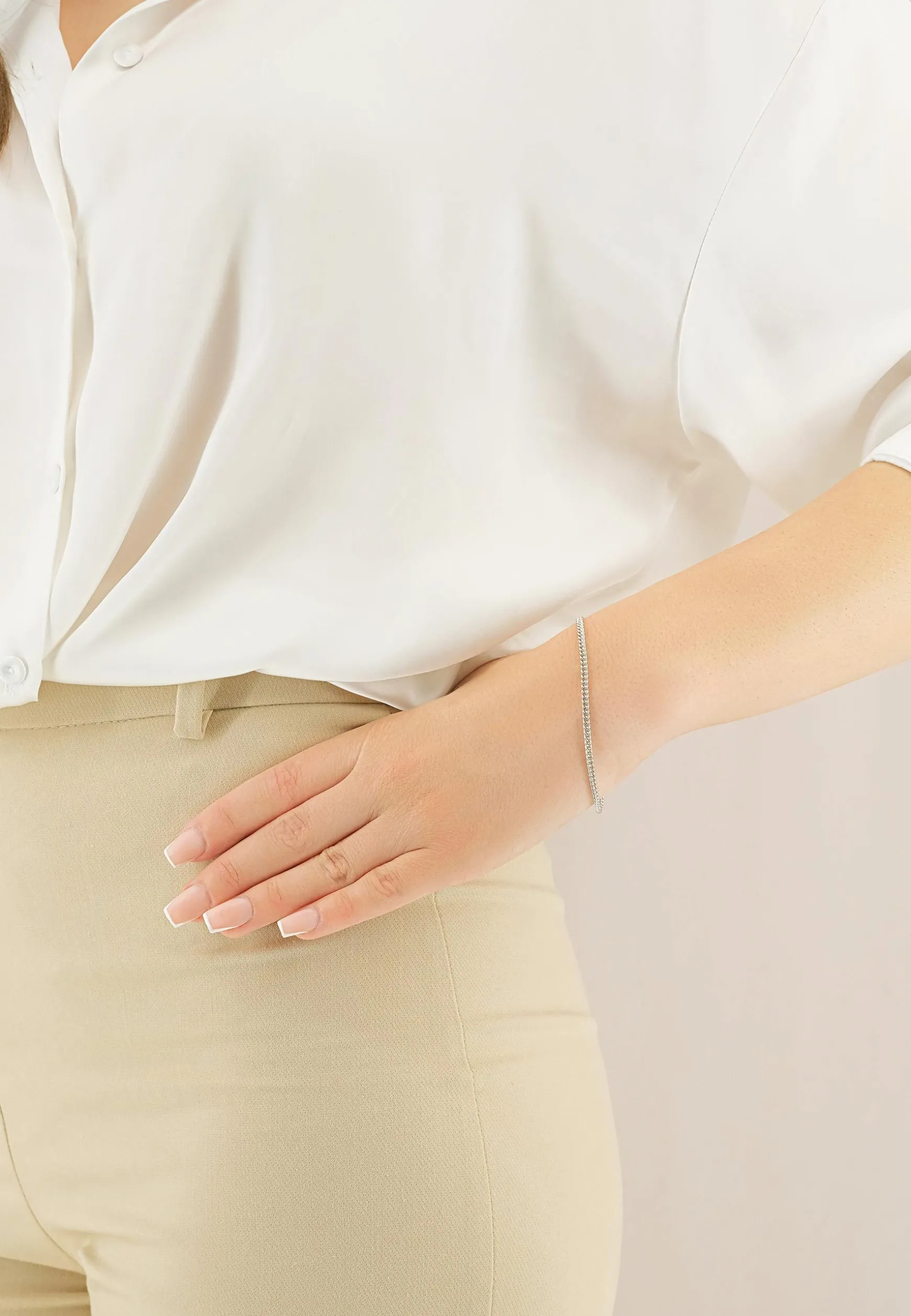 Bracelet Panzer rund Weissgold 750, 2.7mm, 19cm