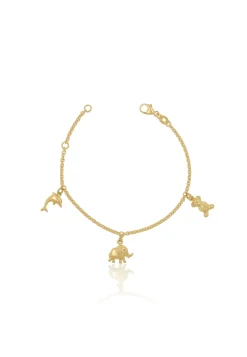 Bracelet Rundanker Gelbgold 750 Charm Bär, Elefant, Delfin, 2mm, 16cm