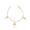 Bracelet Rundanker Gelbgold 750 Charm Bär, Elefant, Delfin, 2mm, 16cm