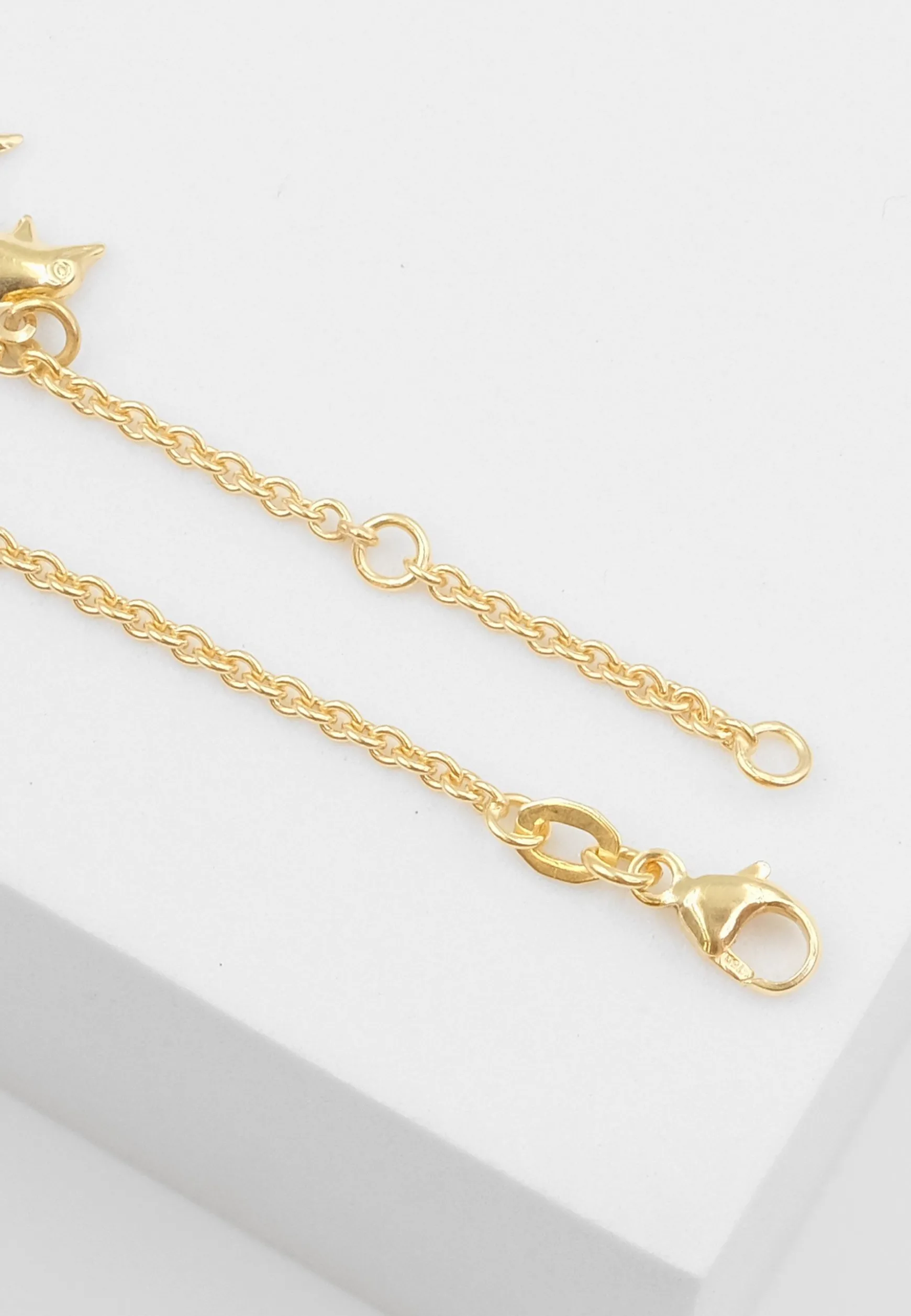 Bracelet Rundanker Gelbgold 750 Charm Bär, Elefant, Delfin, 2mm, 16cm