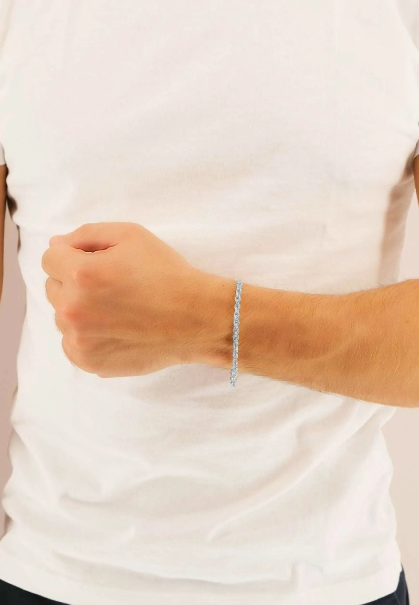 Bracelet Rundanker Weissgold 375, 19cm, 4mm