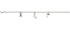 Bracelet Silber 925 Charm Bär, Pferd, Delfin, 3mm, 16cm