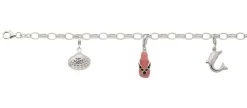 Bracelet Silber 925 Charm, Muschel, Flipp-Flopp, Delfin, 5mm, 19cm