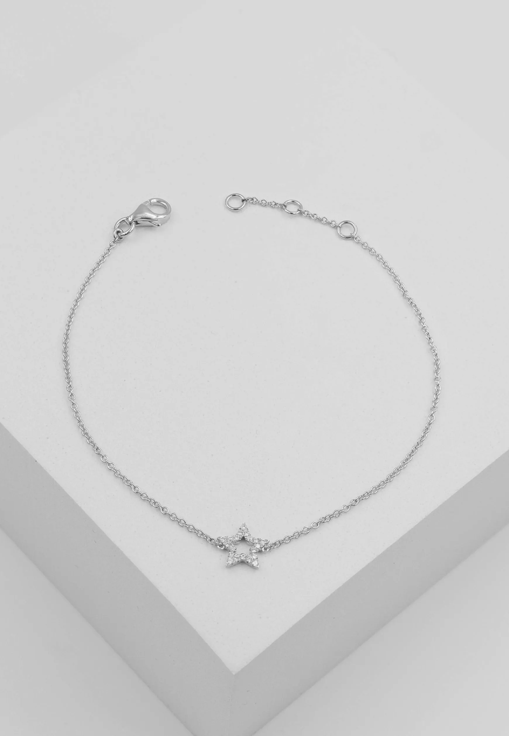 Bracelet Stern Weissgold 750 Brillanten 0.06ct. 19cm