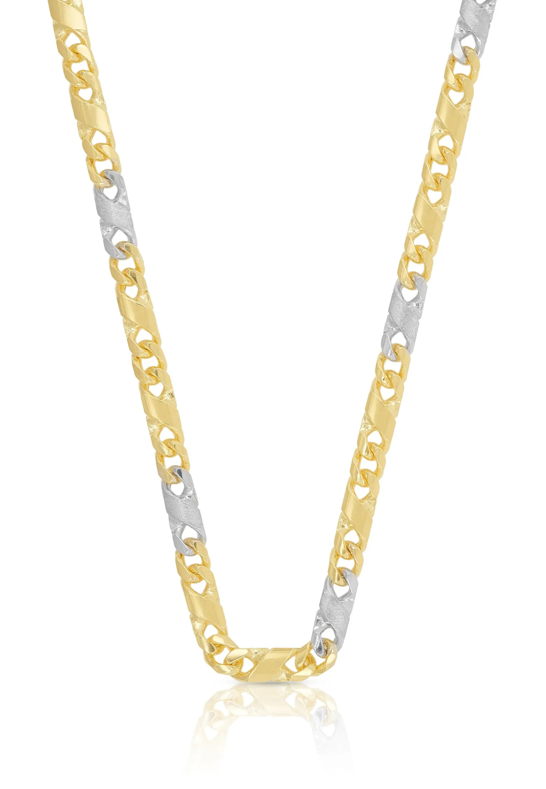 Collier 8er-Kette Bicolor Gelb-/Weissgold 750, 3.8mm, 50cm