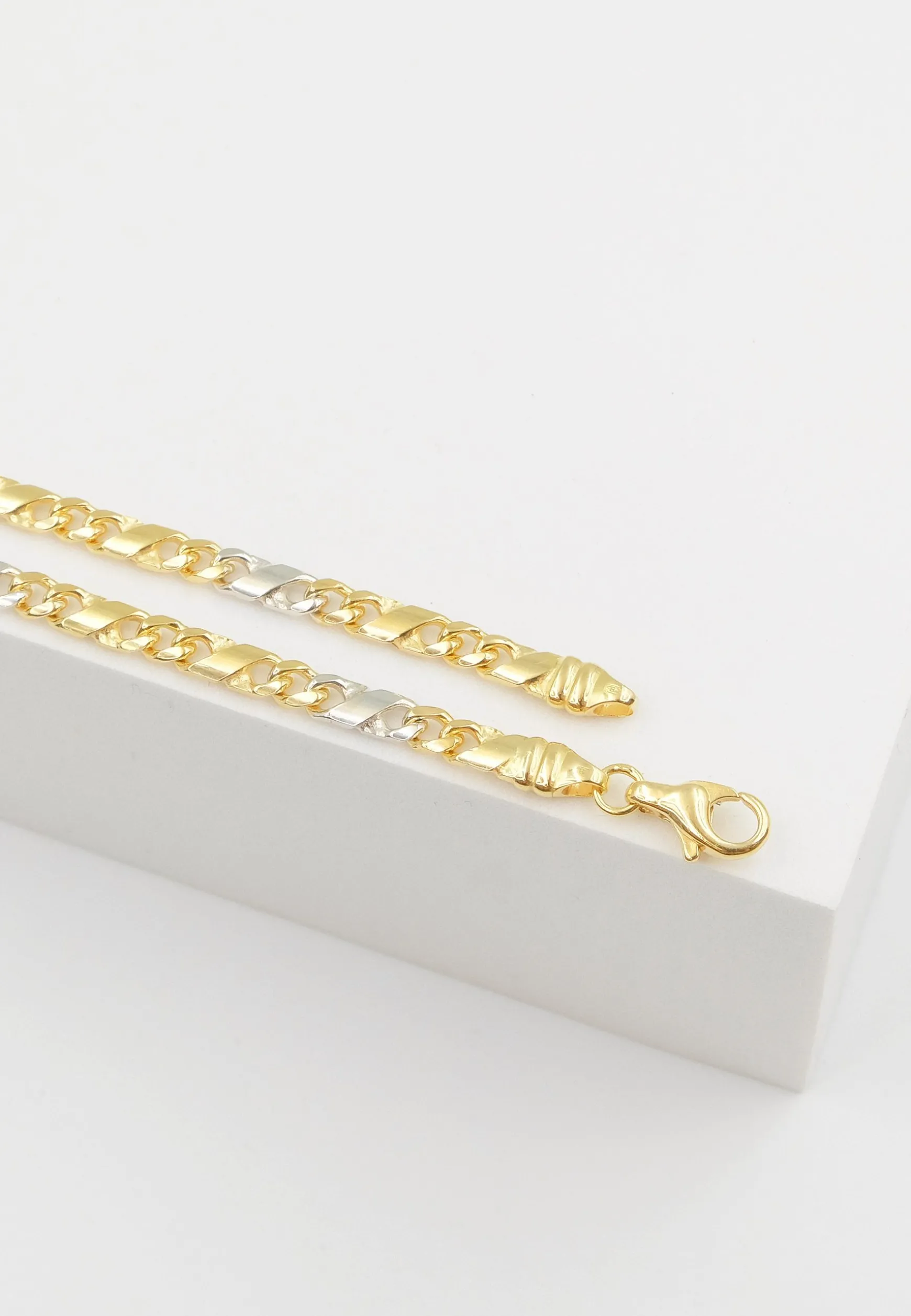 Collier 8er-Kette Bicolor Gelb-/Weissgold 750, 3.8mm, 50cm