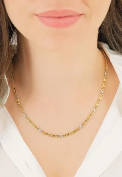 Collier 8er-Kette Bicolor Gelb-/Weissgold 750, 3.2mm, 50cm