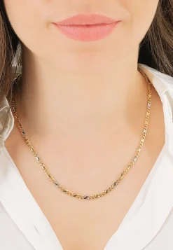 Collier 8er-Kette Bicolor Gelb-/Weissgold 750, 3.2mm, 50cm
