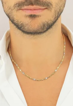 Collier 8er-Kette Bicolor Gelb-/Weissgold 750, 3.2mm, 50cm