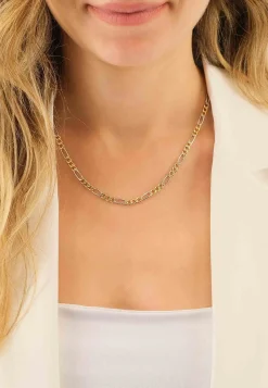 Collier Figaro Bicolor Gelb-/Weissgold 750, 4mm, 50cm