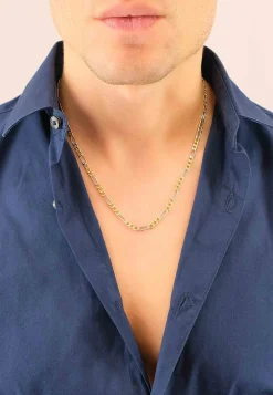 Collier Figaro Bicolor Gelb-/Weissgold 750, 4mm, 50cm