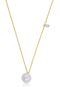 Collier Gelbgold 750 Akoya Perle 5.5-6mm Brillant 0.06ct.