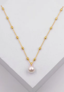 Collier Gelbgold 750 Akoya Perle 8-8.5mm