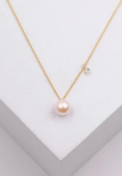 Collier Gelbgold 750 Akoya Perle 5.5-6mm Brillant 0.06ct.