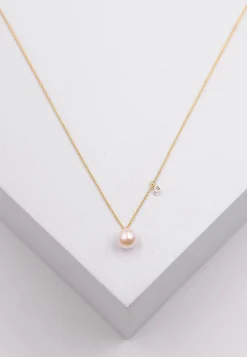 Collier Gelbgold 750 Akoya Perle 5.5-6mm Brillant 0.06ct.