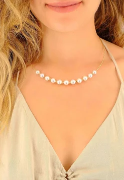 Collier Gelbgold 750 Akoya Perle 7-9mm