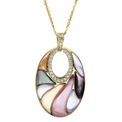 Collier 585/14K Gelbgold 0.38ct. Perlmutt 4.87ct.