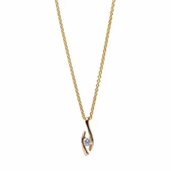 Collier 750/18K Gelbgold Diamant 0.1ct. 45 cm