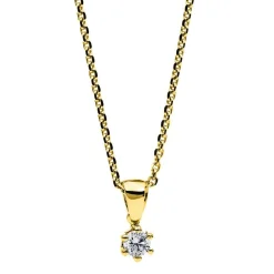 Collier 585/14K Gelbgold Diamant 0.1ct. 42 cm