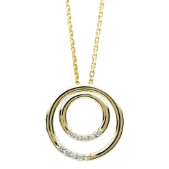 Collier 585/14K Gelbgold Kreise Diamant 0.07ct. 42 cm