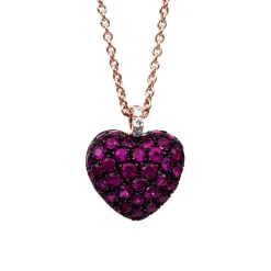 Collier 585/14K Roségold Herz Diamant 0.03ct. Rubin 0.83ct.  41 cm