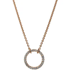 Collier 585/14K Roségold Kreis Diamant 0.18ct. 44 cm