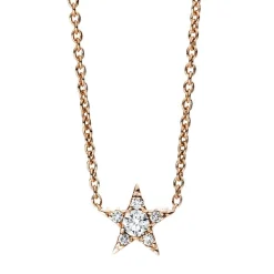 Collier 585/14K Roségold Stern Diamant 0.1ct. 43 cm