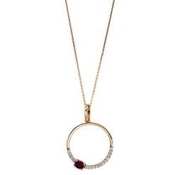 Collier 750/18K Rotgold Diamant 0.1ct. Rubin 0.16ct.