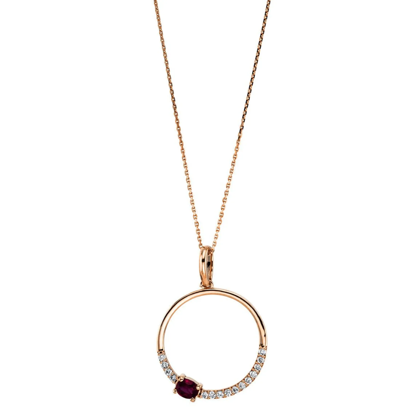 Collier 750/18K Rotgold Diamant 0.1ct. Rubin 0.16ct.