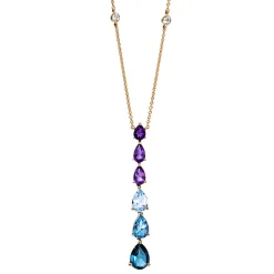 Collier 750/18K Rotgold Diamant 0.04ct. Topas 1.72ct. Amethyst 0.19ct.