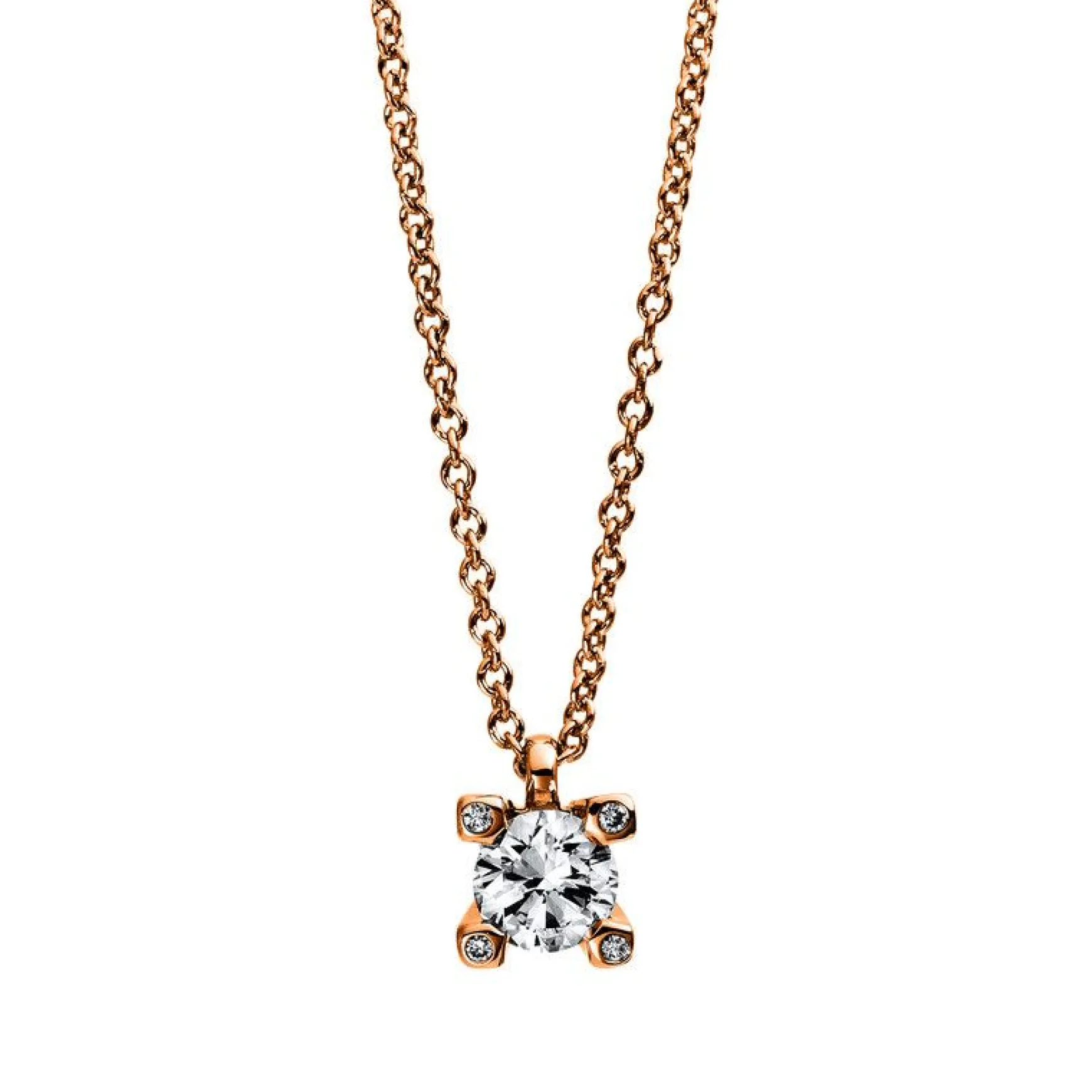 Collier 750/18K Rotgold Diamant 0.21ct. 42 cm