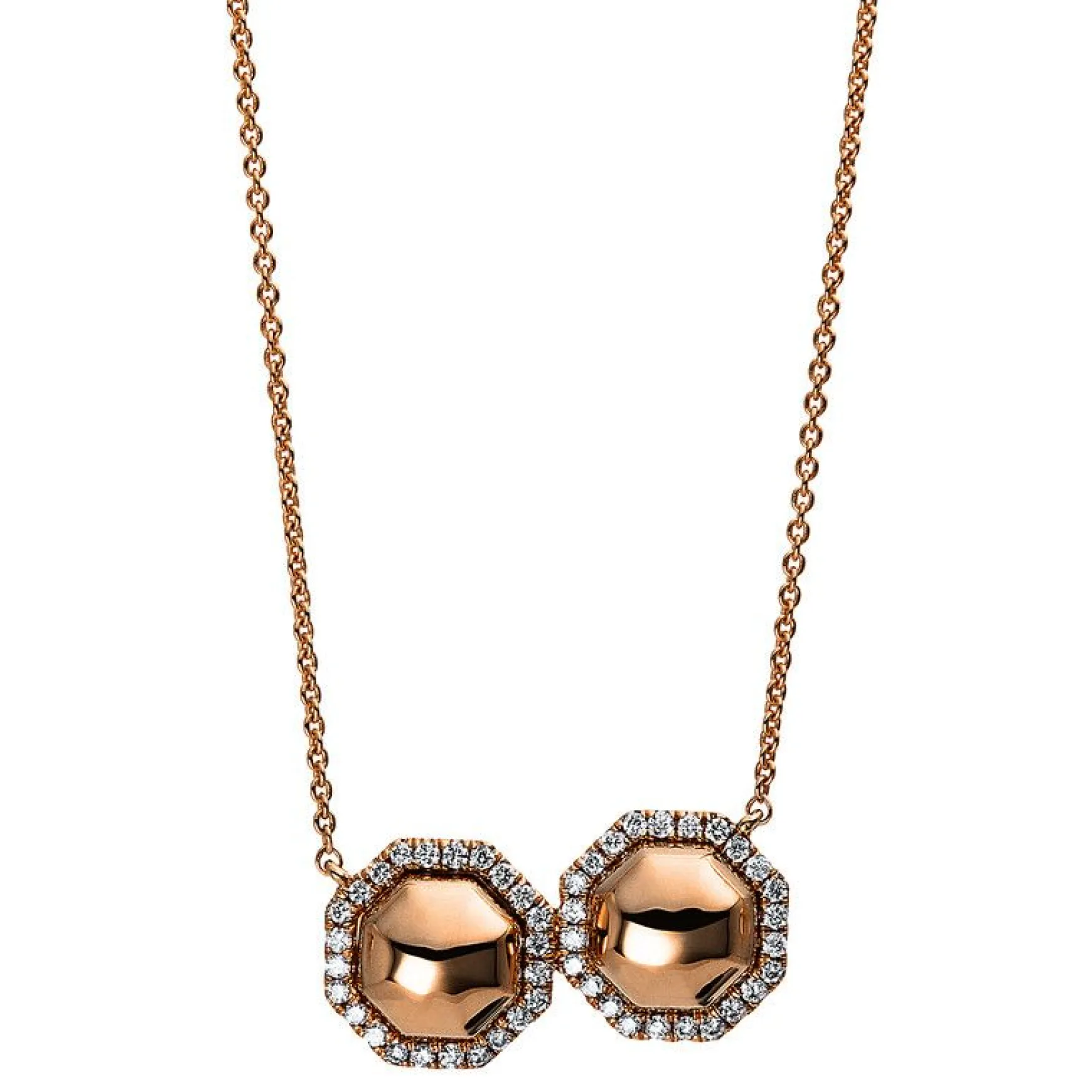 Collier 585/14K Rotgold Diamant 0.18ct. 45 cm