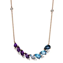 Collier 750/18K Rotgold Diamant 0.22ct. Topas 2.32ct.