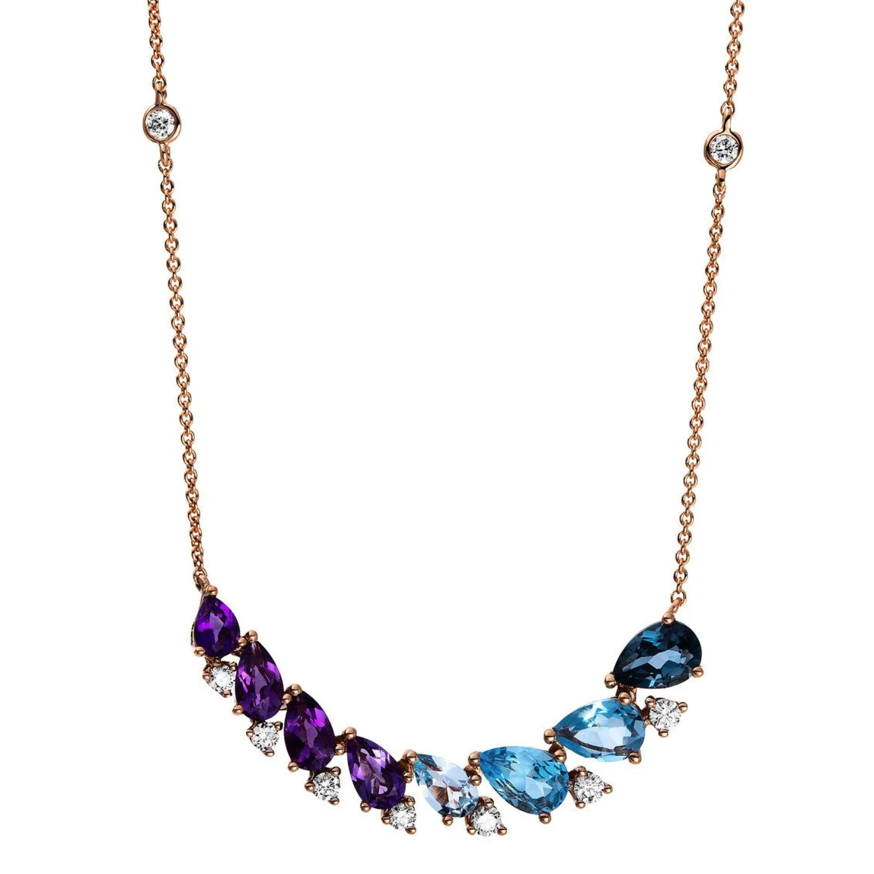 Collier 750/18K Rotgold Diamant 0.22ct. Topas 2.32ct.