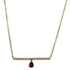 Collier 750/18K Rotgold Diamant 0.09ct. Rubin 0.18ct.  42 cm