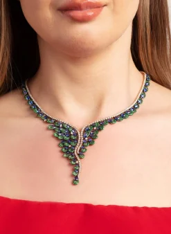 Collier 750/18K Rotgold Diamant 6.93ct. Tsavorith 35.95ct.  40 cm