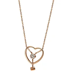 Collier 750/18K Rotgold Herz Diamant 0.07ct. 45 cm