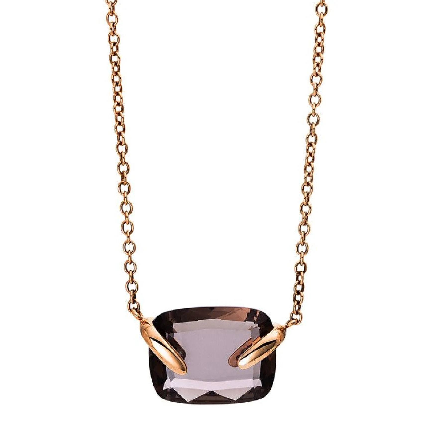 Collier 750/18K Rotgold Rauchquarz 11.5ct. 70 cm