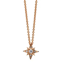 Collier 750/18K Rotgold Stern Diamant 0.08ct. 45 cm
