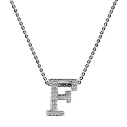 Collier 750/18K Weissgold Buchstabe F Diamant 0.11ct. 42 cm