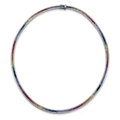 Collier 750/18K Weissgold Diamant 3.3ct. Safir 10.52ct.