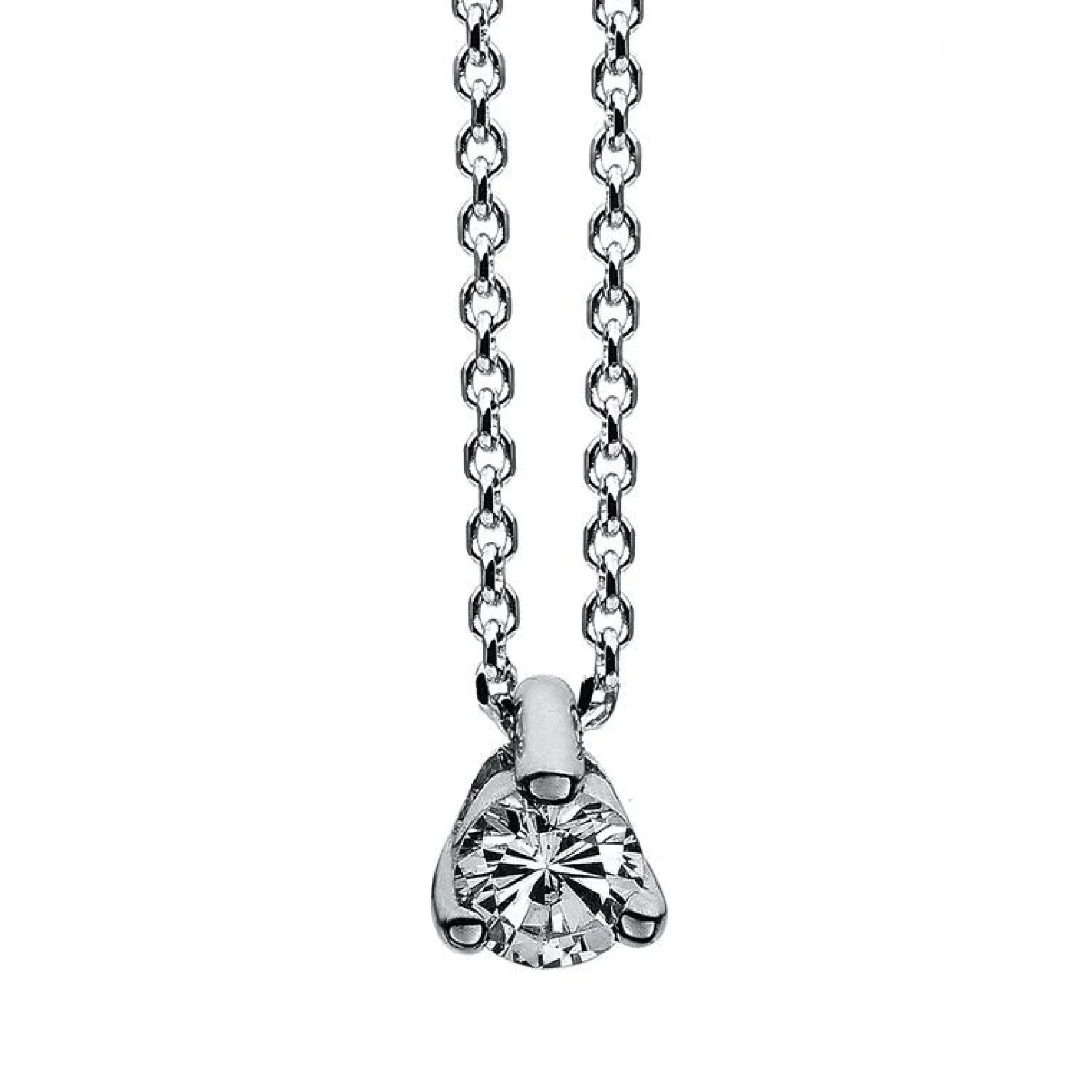Collier 585/14K Weissgold Diamant 0.1ct. 42 cm
