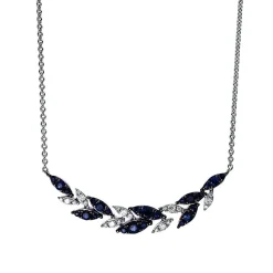 Collier 750/18K Weissgold Diamant 0.15ct. Safir 0.62ct.  45 cm