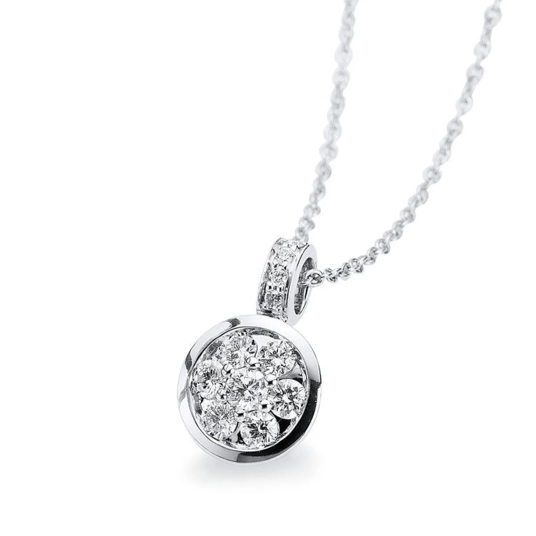 Collier 585/14K Weissgold Diamant 0.09ct. 42 cm